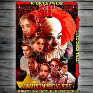 Pennywise the Clown - IT Movie Horror Glossy Metal Sign Wall Art 10" x 14"